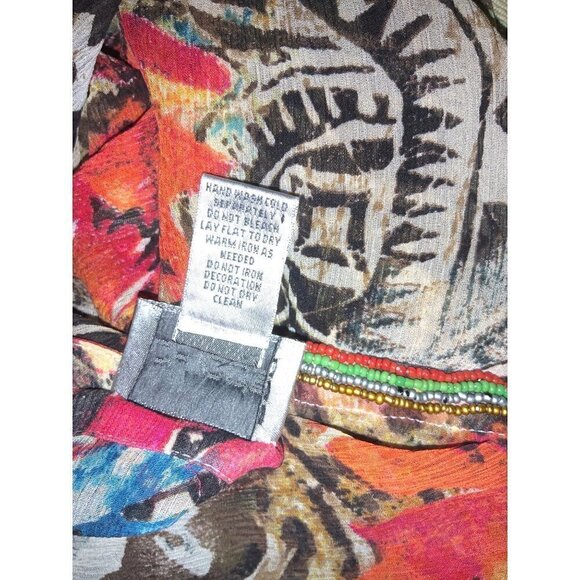 Chicos women’s silk tunic top  semi sheer with stone trim  48 chest - Picture 8 of 9